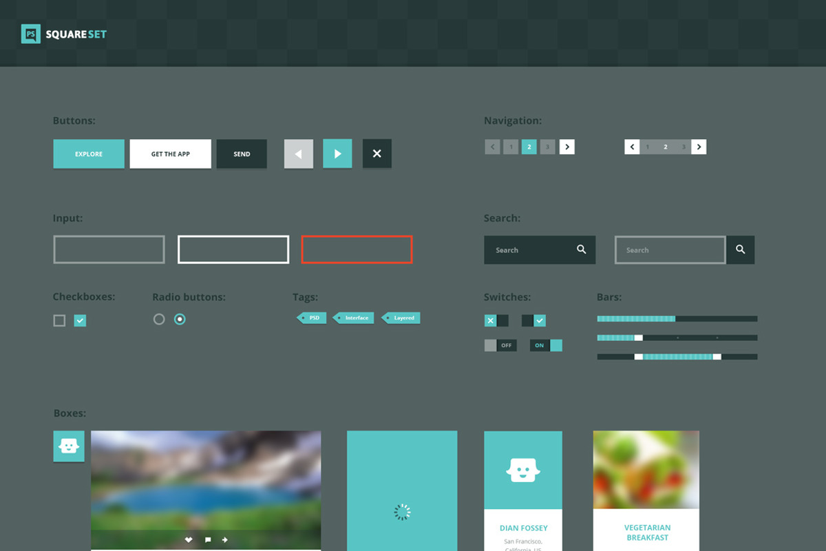 Square PSD vector UI web set, a Templates & Theme by Makoto (Photo 2 of 5)