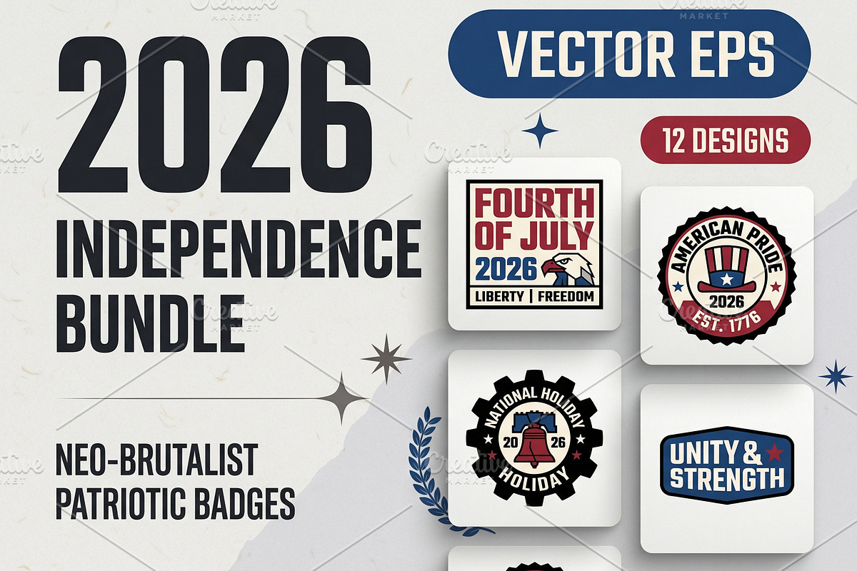 4th July 2026 Event Badge EPS Bundle, an Object Graphic by NH graphic (Photo 1 of 10)