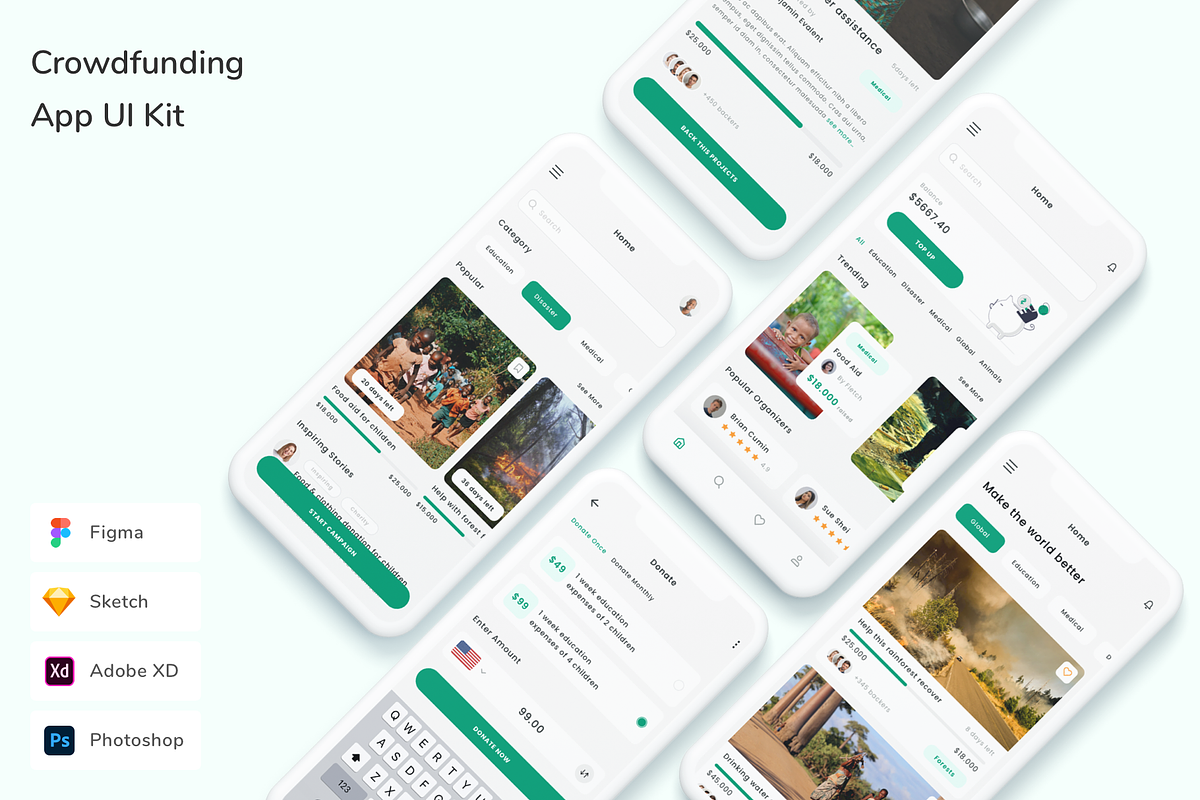 Crowdfunding App UI Kit, an App Template by Betush