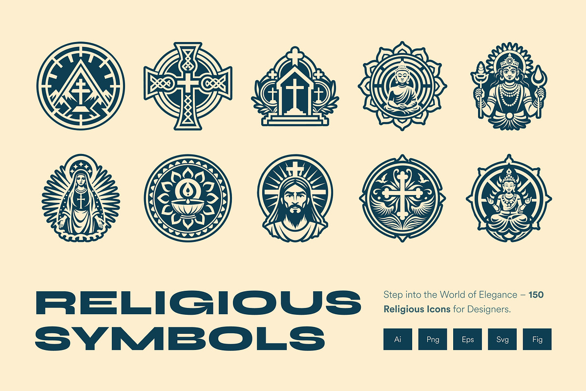 Religious Icons Symbols, a Solid Icon by Creative Stall (Photo 1 of 9)