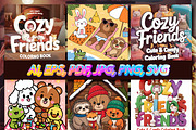 Cozy Friends Cute & Comfy Coloring, an Animal Illustration by Printable Design Store (Thumbnail 2 of 4)