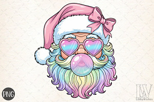 Iridescent Christmas Santa PNG, an Illustration by Libby Wishes