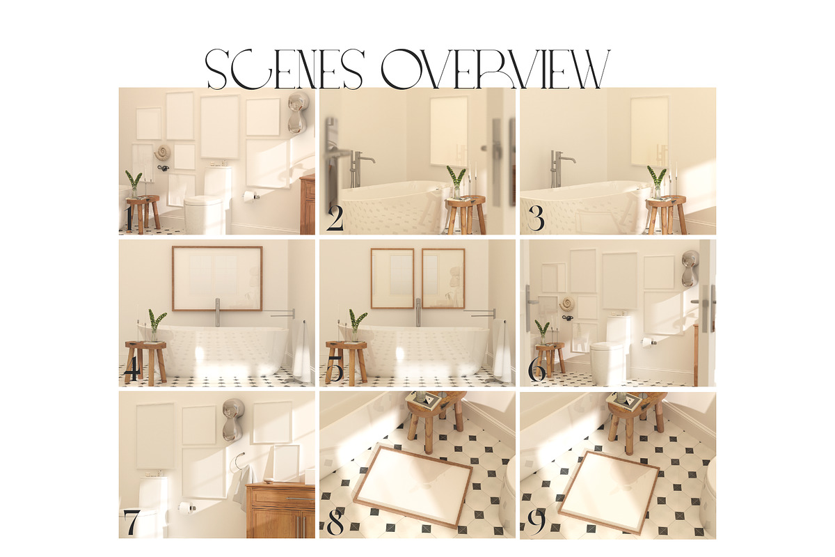 Boho Bathroom Frame Mockup Bundle, a Product Mockup by N digital designs (Photo 7 of 7)
