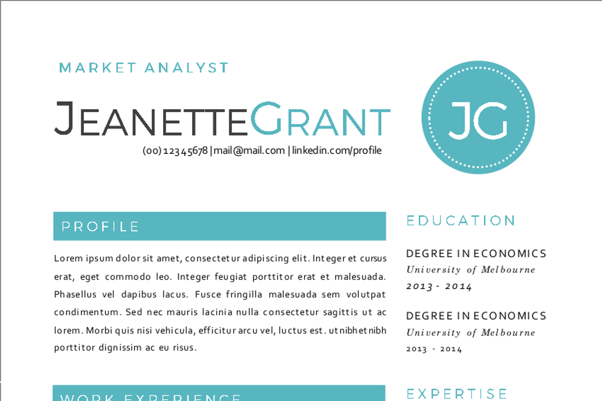 3 in 1 aqua round initials resume, a Resume Template by Inkpower (Photo 3 of 5)