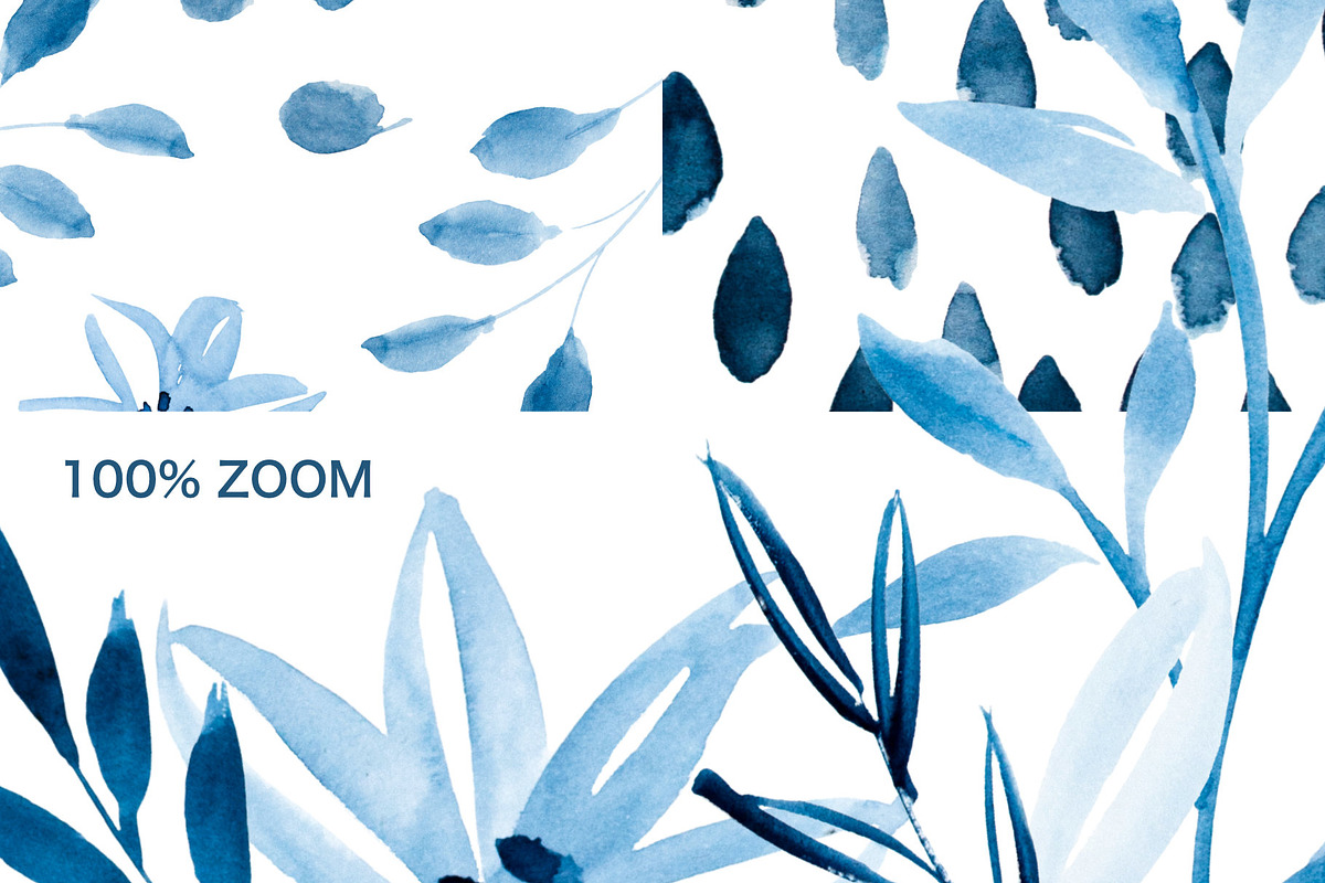 Blue watercolor floral collection, a Pattern Graphic by Wild Rose (Photo 8 of 8)