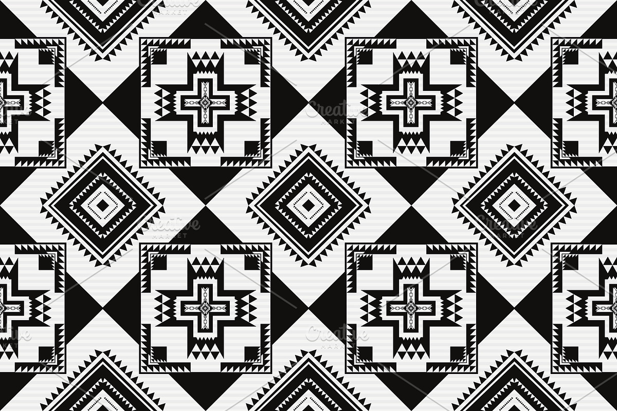 Black White Native American Pattern, a Pattern Graphic by PPEthnicDecorPattern (Photo 1 of 10)