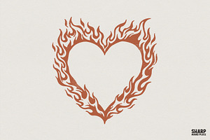 Flaming Heart PNG, Fiery Heart, an Illustration by SharpMarketplace