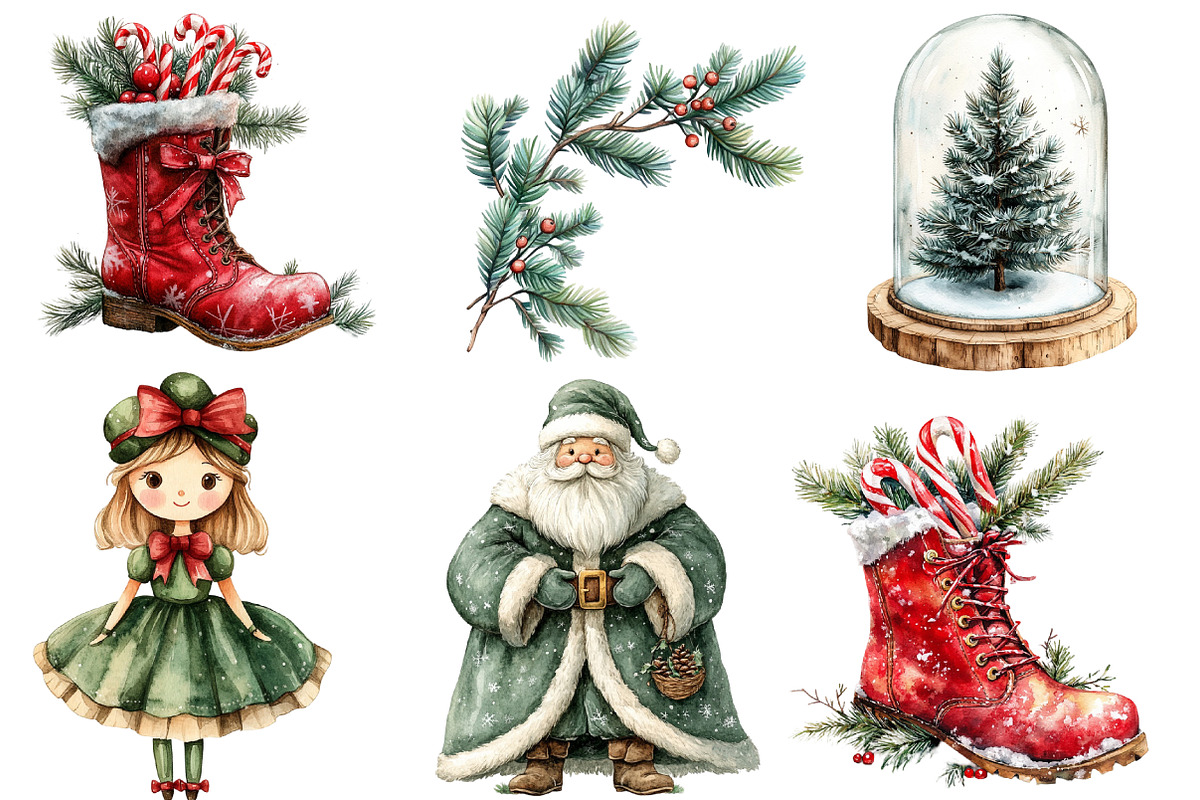 Christmas Winter Watercolor Clipart, an Illustration by Designworld (Photo 5 of 6)