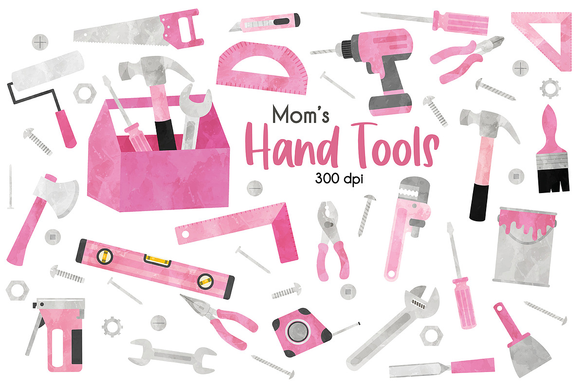 Pink Hand Tools Clipart, an Object Illustration by SugarPickle Clip Art (Photo 1 of 3)