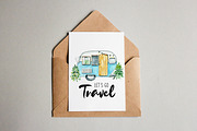 Vanlife. Watercolor illustrations., a Transportation Illustration by iri-illustration (Thumbnail 2 of 9)