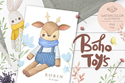 Boho toys, watercolor animal, an Animal Illustration by Magic & Dreams (Thumbnail 1 of 6)