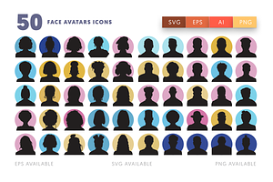 50 Face Avatars Icons