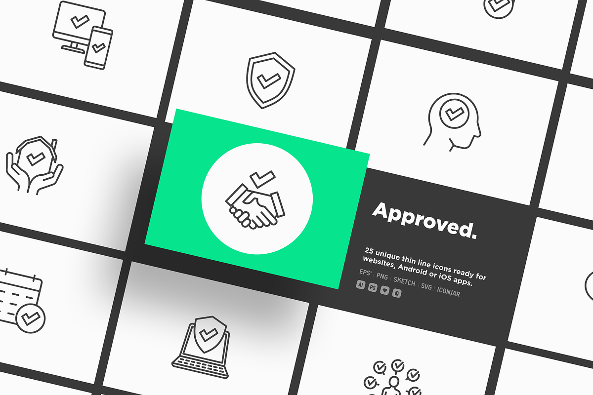 Approved | 25 Thin Line Icons, an Outline Icon by Alex Blogoodf (Photo 14 of 15)