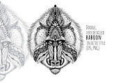 Textured baboon in aztec style, an Animal Illustration by AnastasiaFears (Thumbnail 1 of 2)