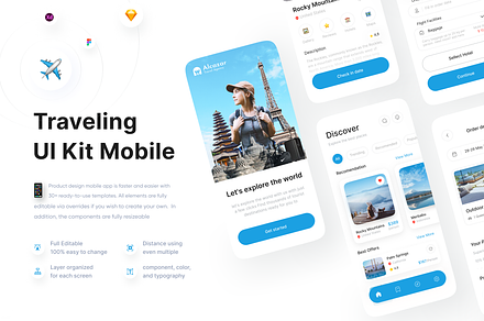 Alcazar - Traveling  ui kit Mobile, an UI Kit Template by Korsa Agency