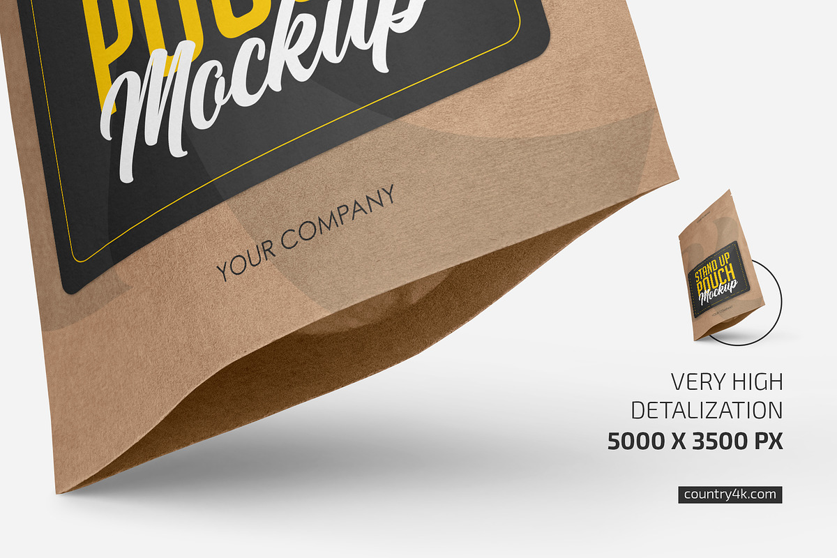 Kraft Stand-Up Pouch Mockup Set, a Cups & Container Mockup by Country4k (Photo 3 of 4)