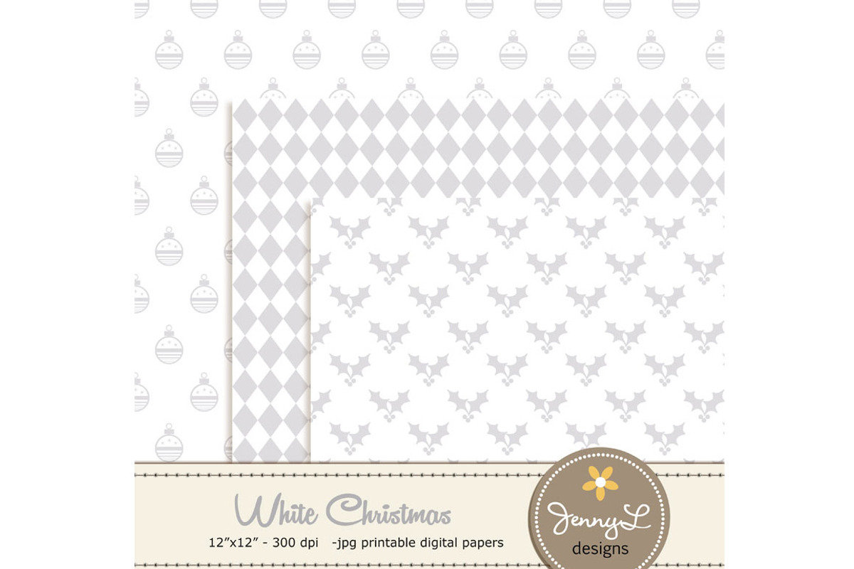 White Christmas Digital Papers, a Pattern Graphic by JennyL Designs (Photo 2 of 3)
