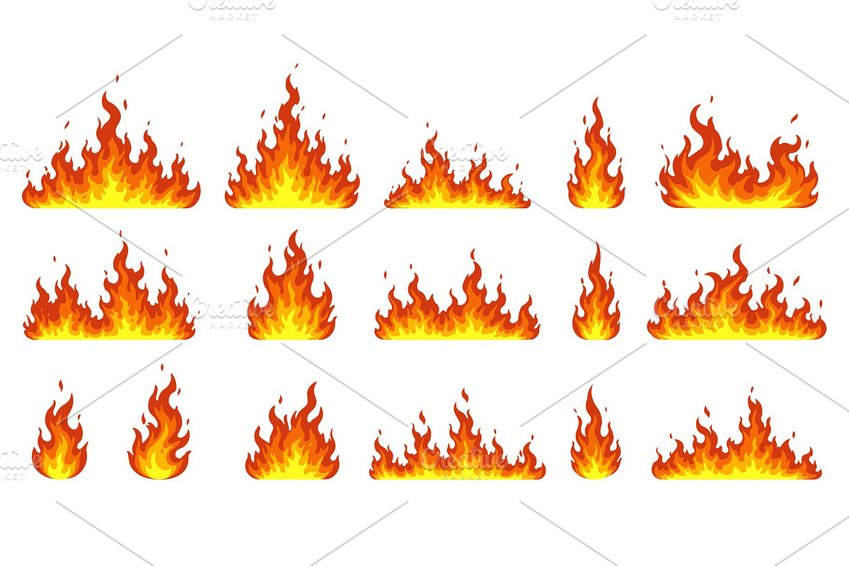 Set of multiple stylized flames, an Object Illustration by Woters little shop (Photo 2 of 7)
