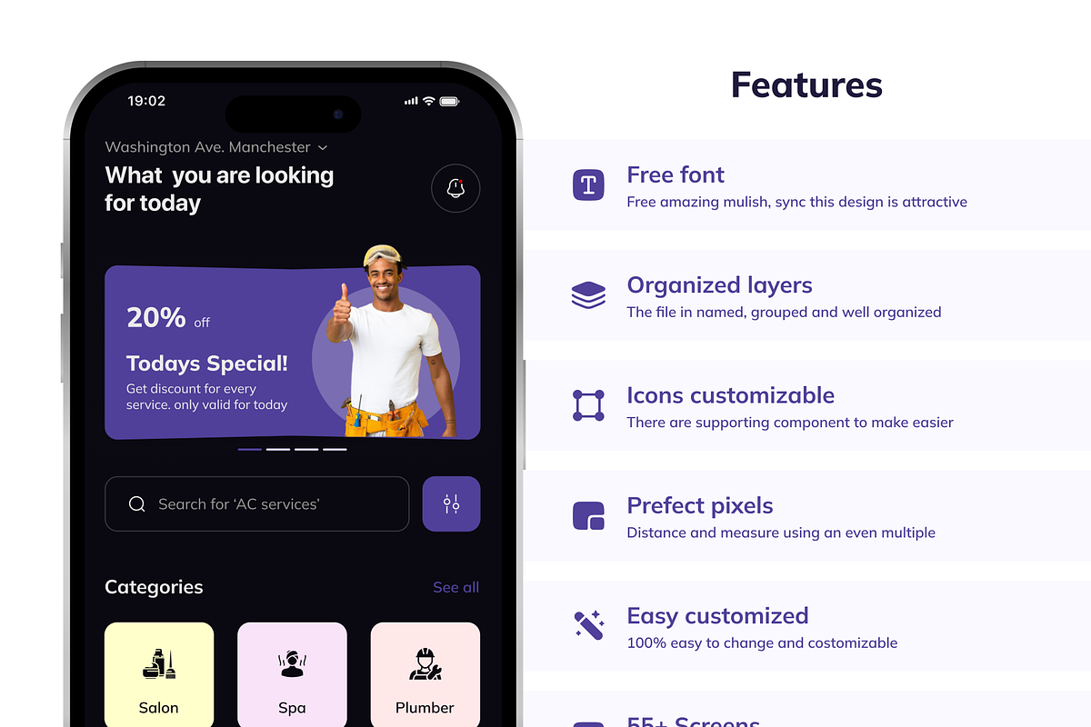 Home Helper On Demand Service App UI, an UI Kit Template by Futurelens (Photo 2 of 8)
