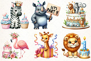 Cute Safari Party Animal Watercolor, an Illustration by Pixels.Craft (Thumbnail 3 of 7)