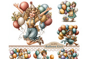 Balloon girl Clipart JPG, a Person Illustration by Memories By Lea (Thumbnail 1 of 18)