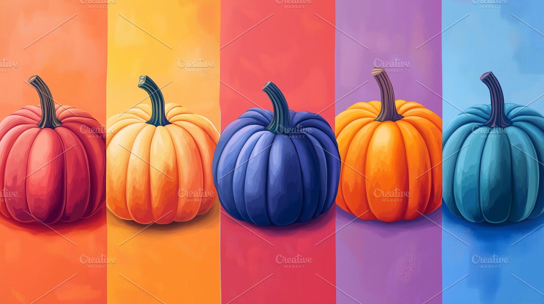 Pumpkins divided on different color, a Nature Photo by MistyDay