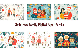 Family Christmas Digital Papers, a Person Illustration by VetalStock