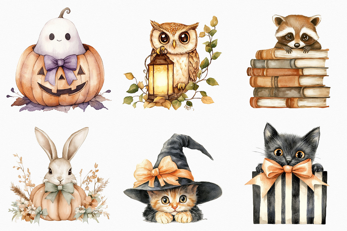 Whimsical Halloween Peeking Clipart, a Seasonal Illustration by designcity5 (Photo 3 of 5)