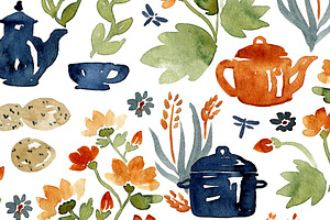 Garden Teatime. Seamless Pattern.