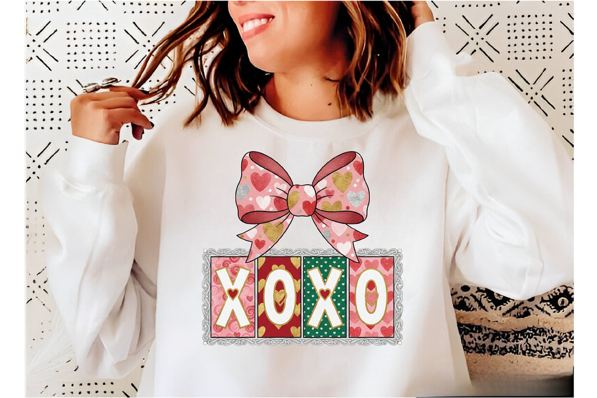 XOXO Valentine PNG, Pink Bow Xoxo, an Illustration by Designking (Photo 2 of 6)