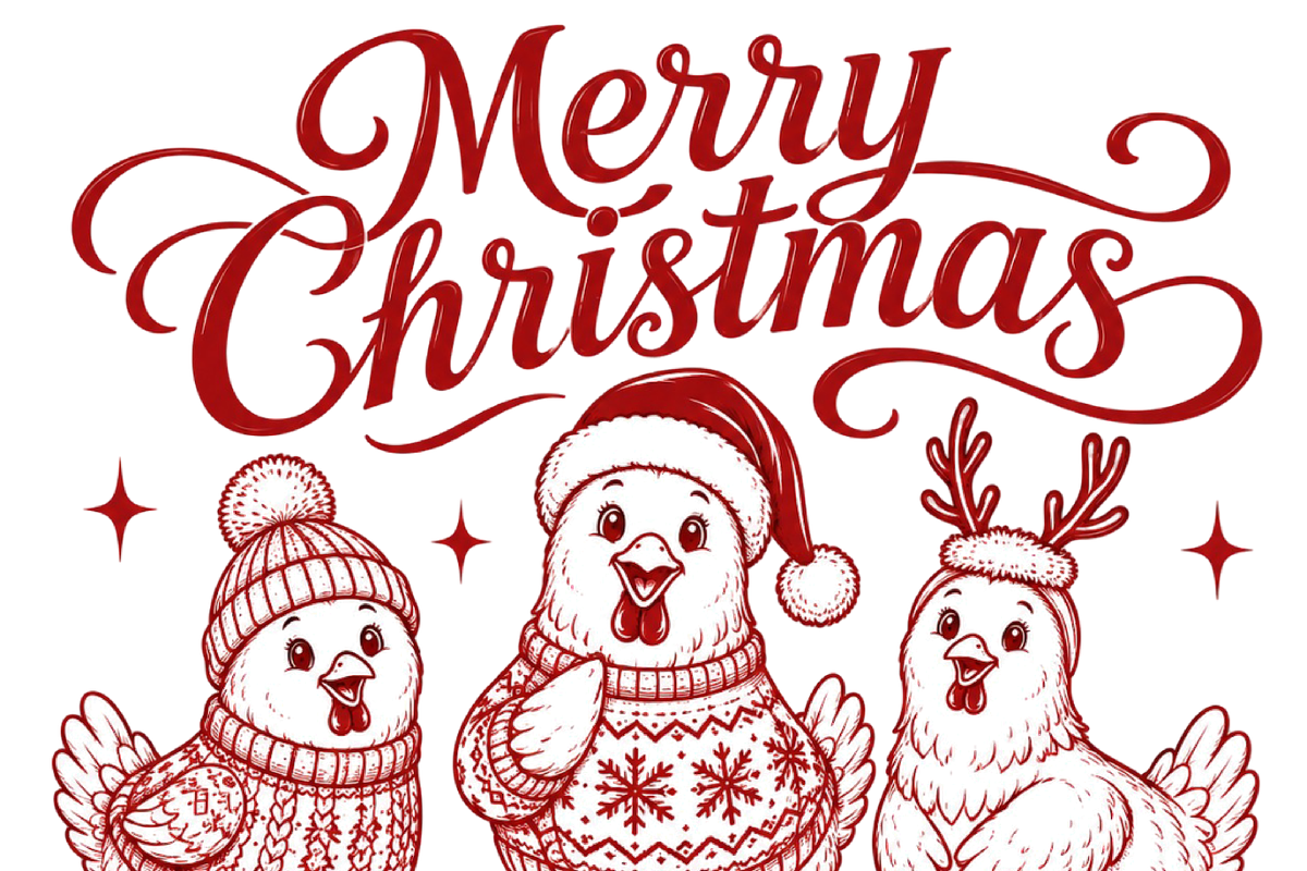 Funny Christmas Chicken PNG, a Seasonal Illustration by DreamCafeArt (Photo 7 of 7)
