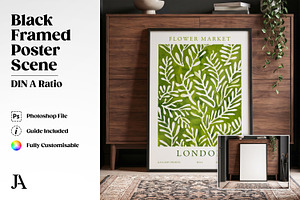 Black Framed Poster DIN A PSD Mockup