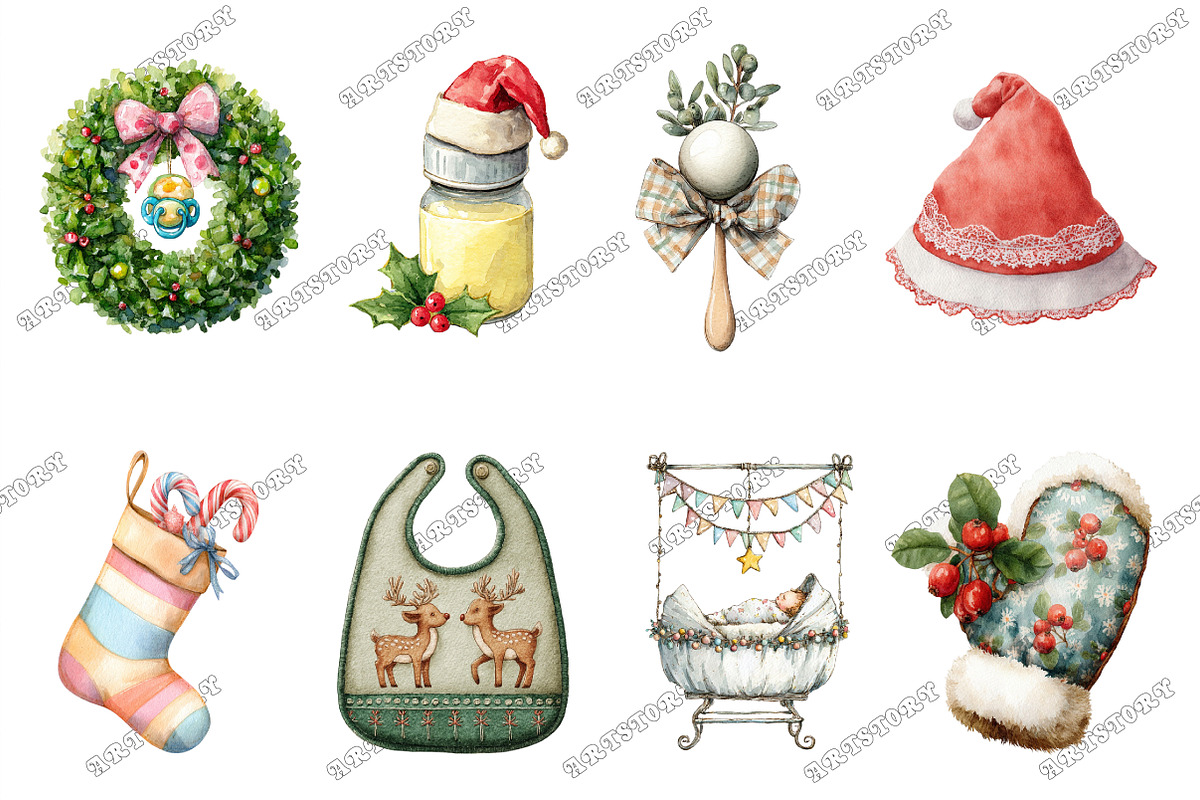Baby's 1st Christmas Festive Clipart, a Graphic by designcity5 (Photo 3 of 5)