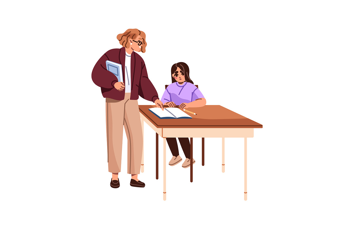 Kids students at desks in class set, an Education Illustration by PaperTrident (Photo 2 of 7)