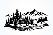 50 Forest Cabin Landscape Silhouette, an Empty State Illustration by Amazin_art (Thumbnail 14 of 38)