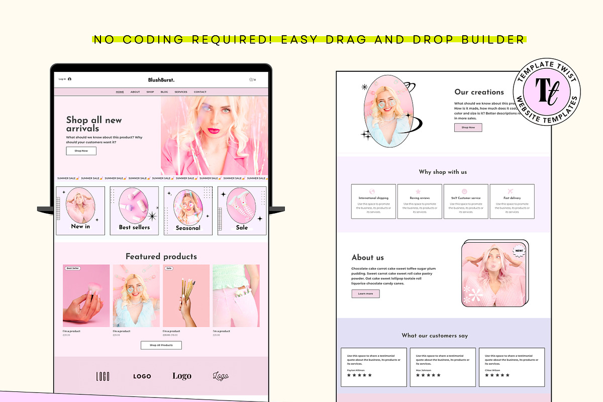Blush Pink Wix Shop Studio Template, a Wix Template by Template Twist Shop (Photo 7 of 10)