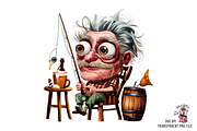 Quirky Old Fisherman Clipart PNG, a Graphic by Clipart Bloom (Thumbnail 3 of 13)