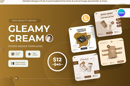 Gleamy Cream - Foods Canva Template