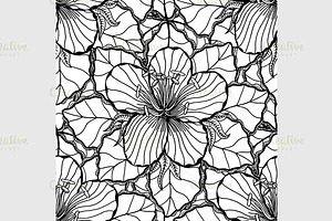 Monochrome Floral Background.