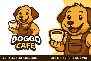 Dog Coffee Shop Mascot Logo, a Branding & Logo Template by Akito Studio