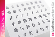 Medicines Line Icons Set, an Outline Icon by Voysla's Shop (Thumbnail 1 of 4)