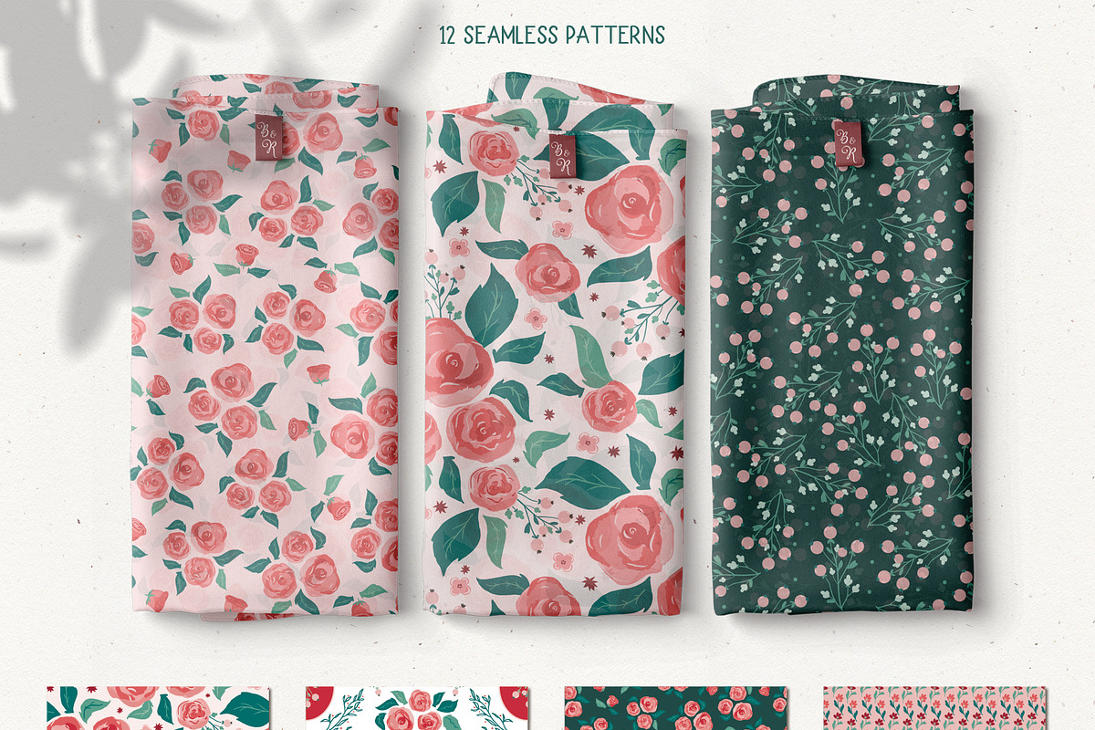 Berries & Roses collection, a Decorative Illustration by Cozy pattern shop (Photo 2 of 7)