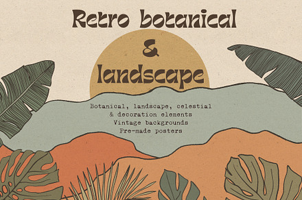 Retro botanical and landscape, a Decorative Illustration by marie dricot