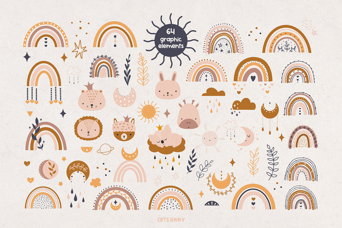 Bohemian Dreams - Clipart & Patterns, an Object Graphic by Cuteanny Design (Photo 5 of 10)