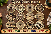 Round Coasters SVG Bundle, Geometric, an Object Graphic by Libby Wishes (Thumbnail 1 of 3)