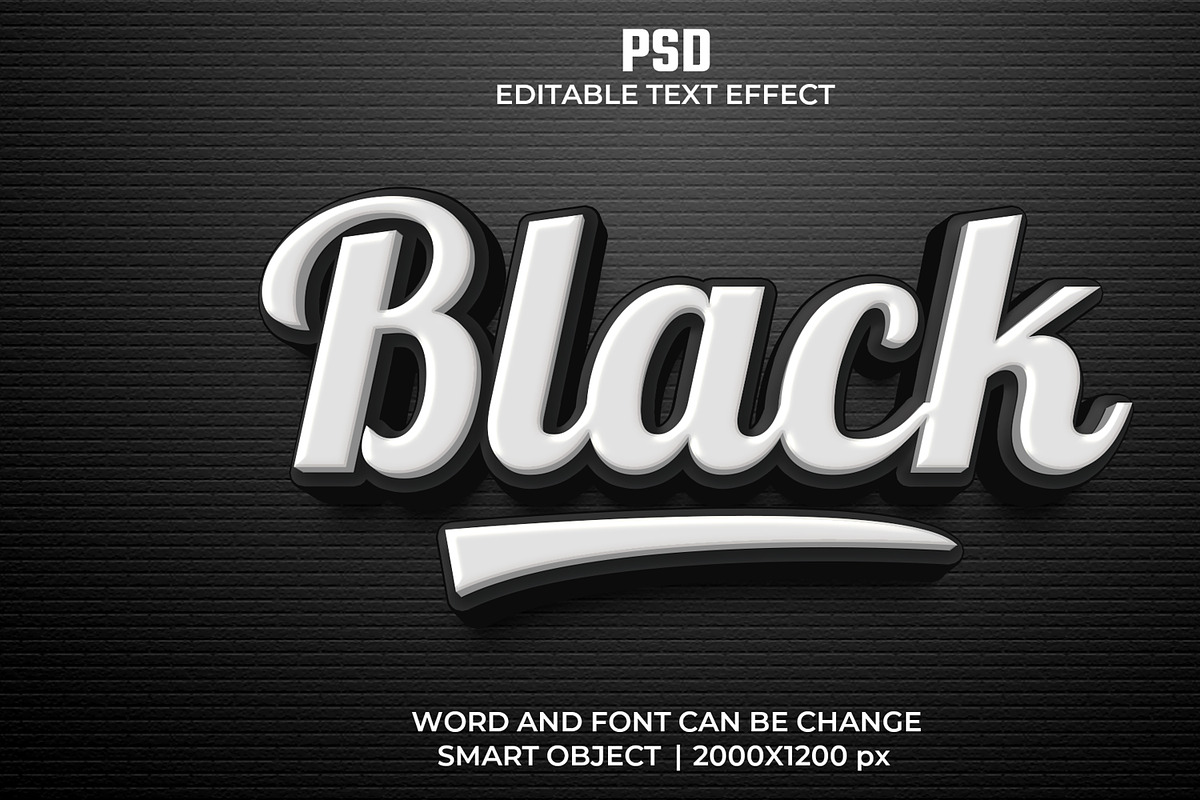 Black 3d Editable Psd Text Effect, a Layer Style Add-On by bdrobin (Photo 2 of 2)