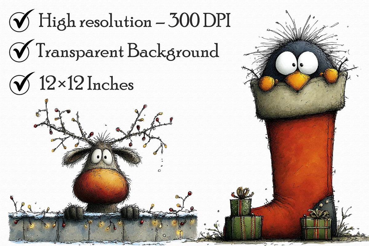 Peeking Christmas Animal Clipart, an Illustration by Libby Wishes (Photo 2 of 7)