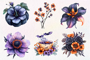 Watercolor Halloween Flowers Clipart, an Illustration by Dream Creation (Thumbnail 3 of 7)