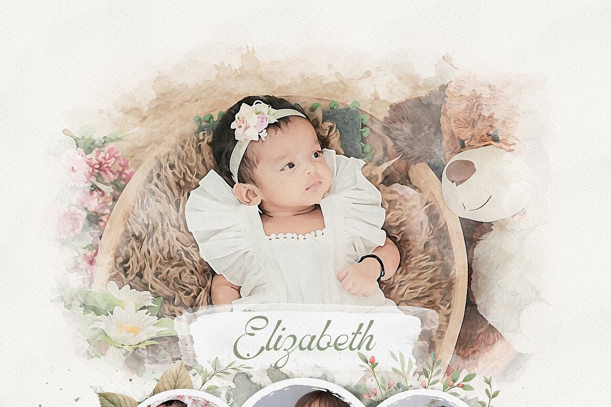 Watercolor Photo Collage Template, an Action Add-On by MRI STUDIO (Photo 11 of 12)