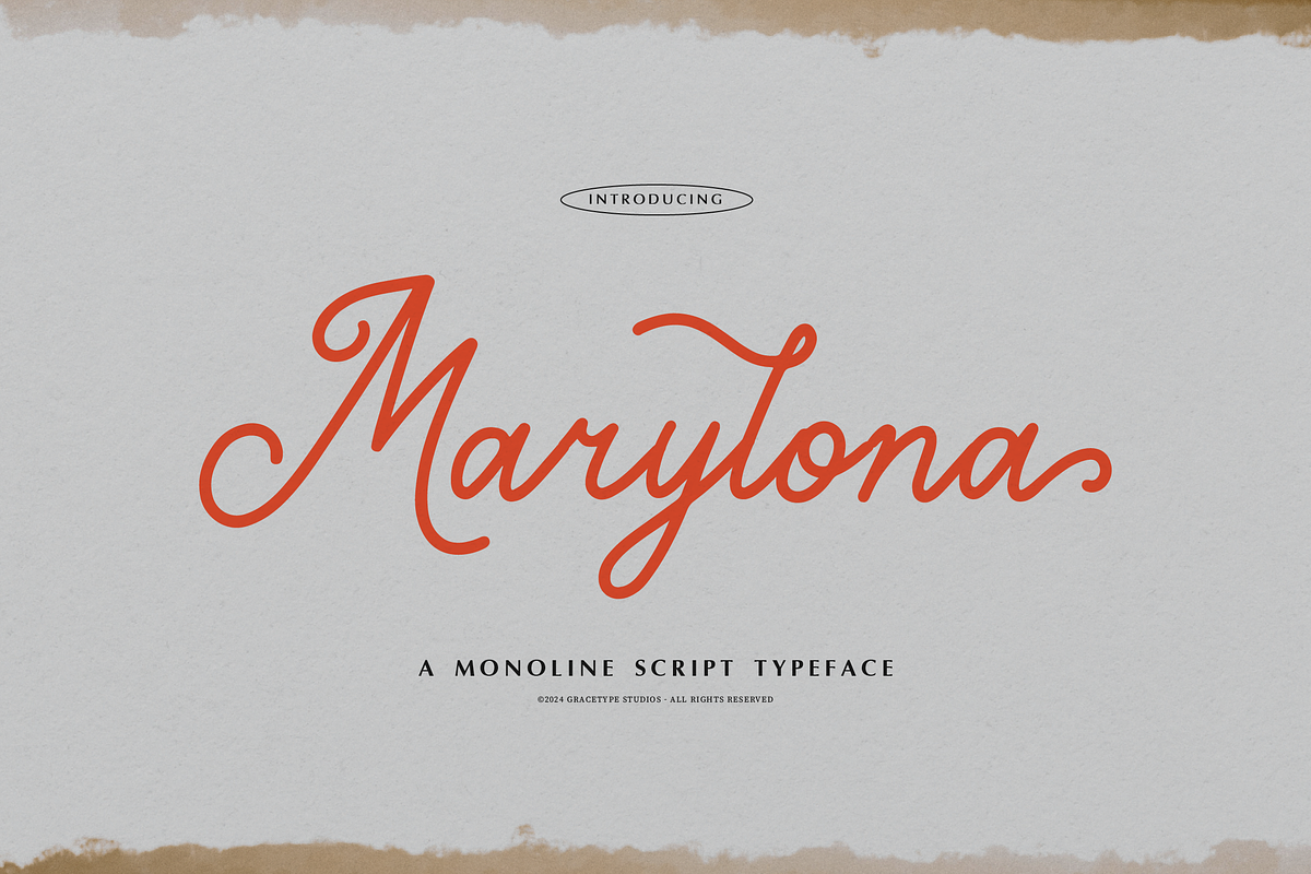 Marylona | Monoline Script font, a Script Font by gracetype_studio (Photo 1 of 12)